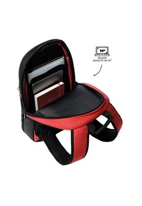 Morral Ejecutivo Porta PC 14" Pardillo 2.0 Rojo Expandible