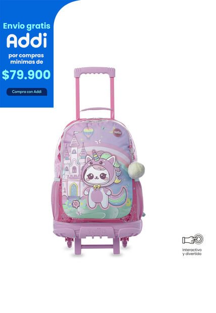 Maleta Para Niña Con Ruedas Magic Spark Grande Rosado