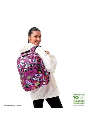 Morral Juvenil Porta PC 14" Acuarela Rosado