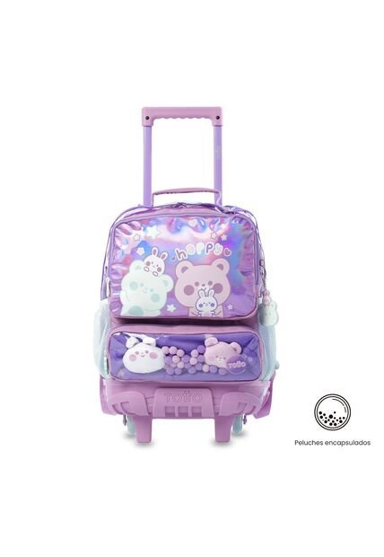 Maleta Para Niña Con Ruedas Friends Party Mediano Morado