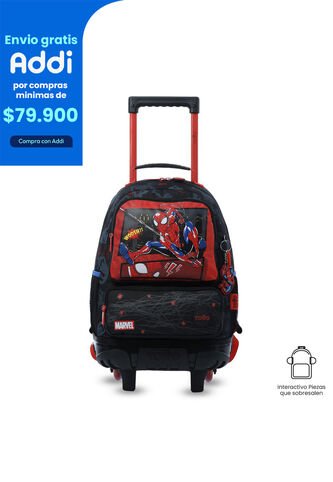 Maleta Para Niño Con Ruedas Spiderman Hero Mediano Negro Totto
