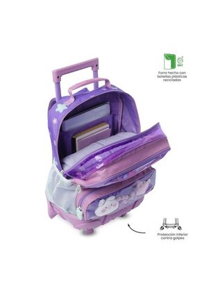 Maleta Para Niña Con Ruedas Friends Party Mediano Morado