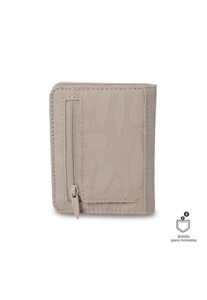 Billetera Mujer Texture Pequeña Con RFID Blocker Beige