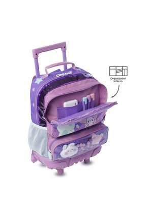 Maleta Para Niña Con Ruedas Friends Party Mediano Morado