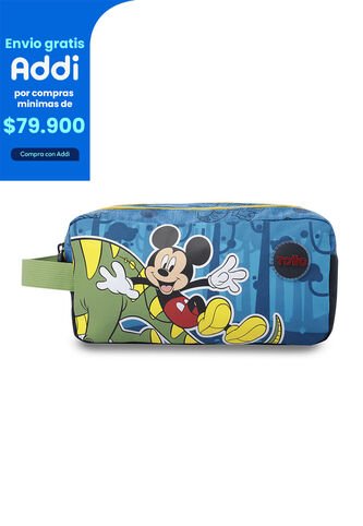 Cartuchera Escolar Grande Para Niño 2 Cuerpos Mickey Azul Totto