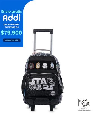 Maleta Para Niño Con Ruedas Star Wars Jedi Mediano Negro Totto