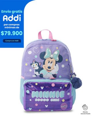 Morral Para Niña Minnie Mediano Morado Con Corazones Totto