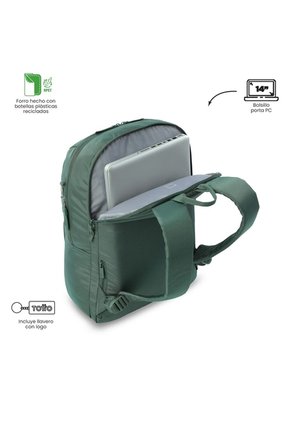 Morral Universitario Cloud Porta PC 14" Verde Hombre