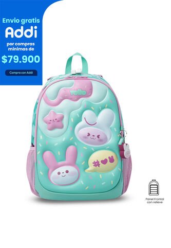 Morral Para Niña Bunny Pump Grande Verde Con Conejos Totto