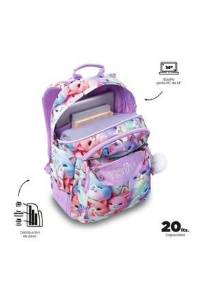 Morral Juvenil Porta PC 14" Rayol De Gatos