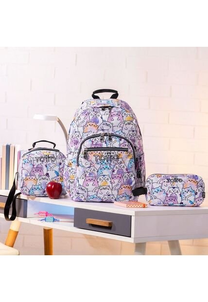 Combo Escolar Juvenil Acuarela Glitter + Lonchera Y Cartuchera