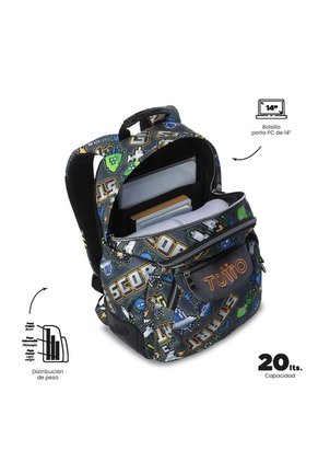 Morral Juvenil Porta PC 14" Rayol Print De Videojuego