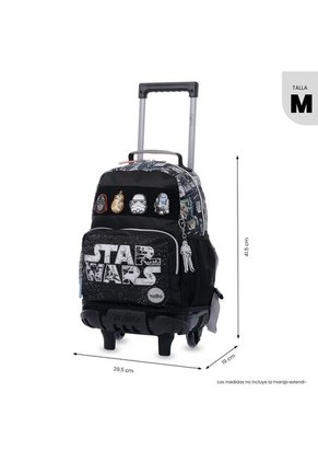 Maleta Para Niño Con Ruedas Star Wars Jedi Mediano Negro