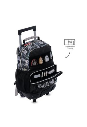Maleta Para Niño Con Ruedas Star Wars Jedi Mediano Negro