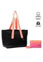 Shopping Bag Kira Versátil Negra/Naranja de Totto