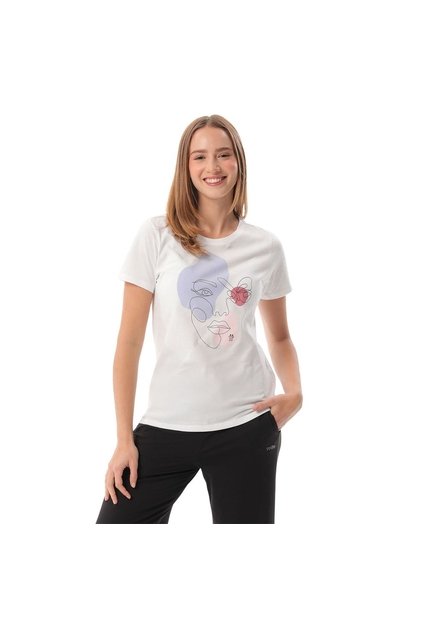 Camiseta Estampada Para Mujer Dusti Manga Corta Blanca
