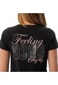 Camiseta Estampada Para Mujer Prime Manga Corta Negra de Totto