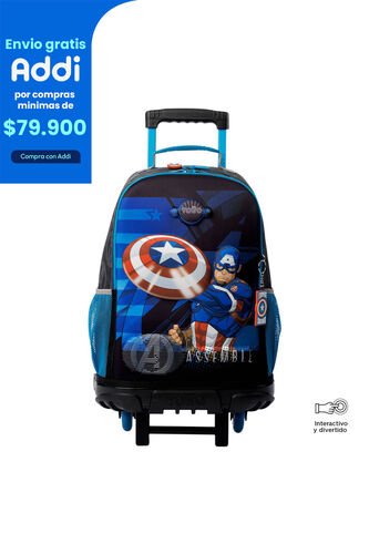 Morral Con Ruedas Niño Avengers Capitán América Grande Gris Totto