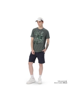 Camiseta Estampada Para Hombre Primen Manga Corta Verde