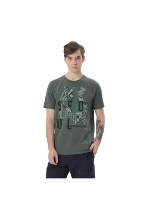 Camiseta Estampada Para Hombre Primen Manga Corta Verde