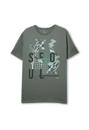 Camiseta Estampada Para Hombre Primen Manga Corta Verde