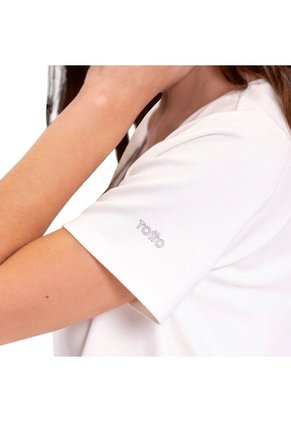 Camiseta Para Mujer Unicolor Viny Manga Corta Blanca