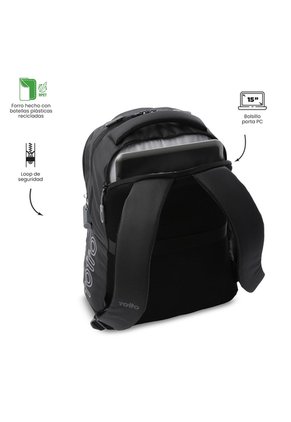 Morral Universitario Kick Porta PC 15" Negro/Gris/ Hombre