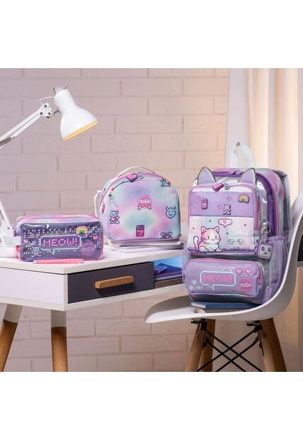 Combo Escolar Morral Mediano Andy Cat + Lonchera Y Cartuchera