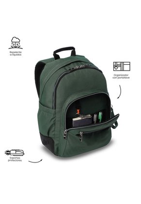 Morral Universitario Rayol Ecole Solid Porta PC 14" Verde Hombre