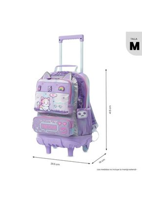 Maleta Para Niña Con Ruedas Andy Cat Mediano Morado