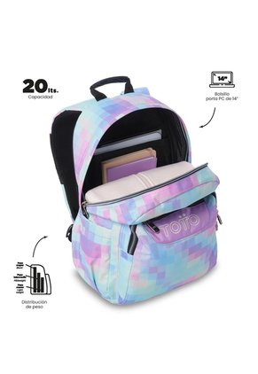 Morral Juvenil Porta PC 14" Acuarela Glitter Azul