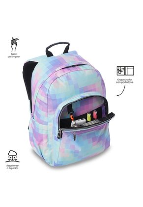Morral Juvenil Porta PC 14" Acuarela Glitter Azul