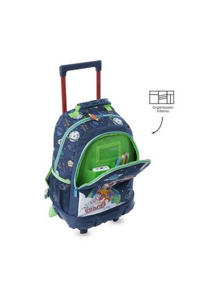 Maleta Para Niño Con Ruedas + Libro Para Colorear Panda Space Azul