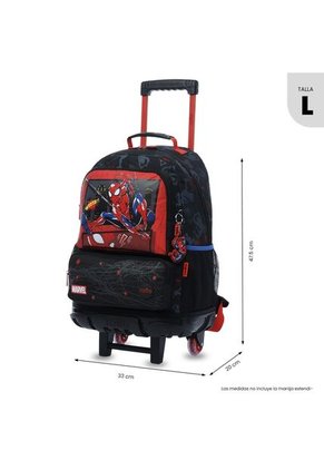 Maleta Para Niño Con Ruedas Spiderman Hero Grande Negro