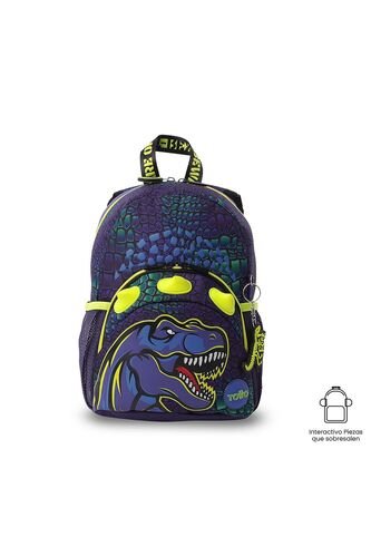 Morral Para Niño Dino Rock Pequeño Azul Totto