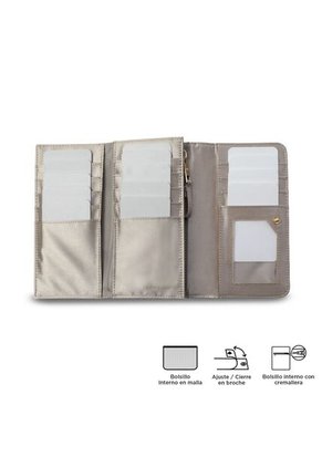Billetera Mujer Bel Grande Con RFID Blocker Beige