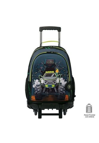 Morral Con Ruedas Niño Monster Race Grande Negro Totto