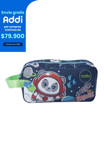 Cartuchera Escolar Grande Para Niño 2 Cuerpos Panda Space Azul Totto