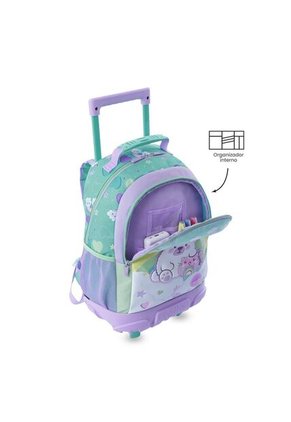 Maleta Para Niña Con Ruedas + Libro Para Colorear Little Magic Azul