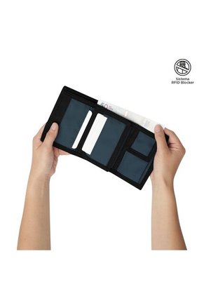 Billetera Contrast Chain Con RFID Blocker Negra/Azul