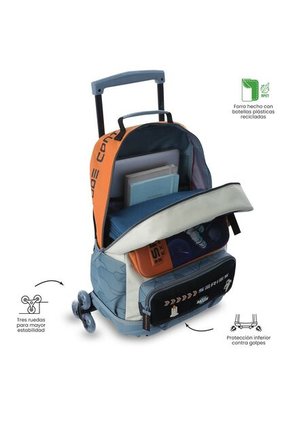 Maleta Para Niño Con Ruedas Morral 3 Ruedas Gemini Grande Naranja