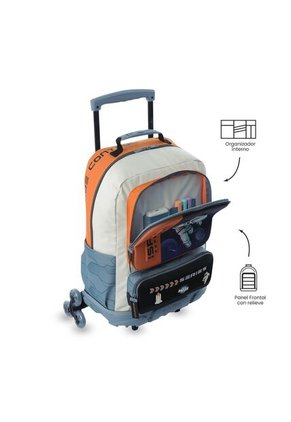 Maleta Para Niño Con Ruedas Morral 3 Ruedas Gemini Grande Naranja