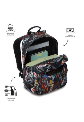 Morral Juvenil Porta PC 14" Acuareles Rojo