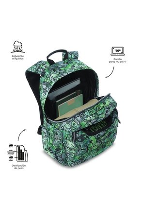 Morral Juvenil Porta PC 14" Acuareles Gris