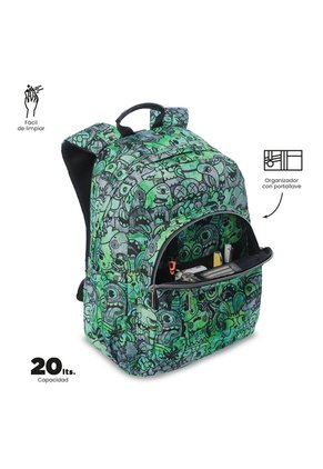 Morral Juvenil Porta PC 14" Acuareles Gris