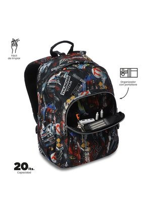 Morral Juvenil Porta PC 14" Acuareles Rojo