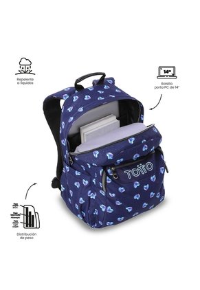 Morral Juvenil Porta PC 14" Acuareles Glitter Azul