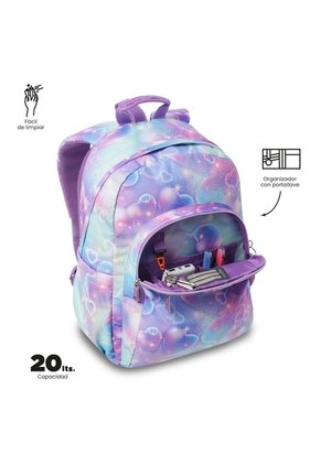 Morral Juvenil Porta PC 14" Acuareles Morado