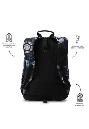 Morral Juvenil Porta PC 14" Acuareles Negro