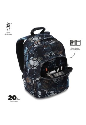 Morral Juvenil Porta PC 14" Acuareles Negro